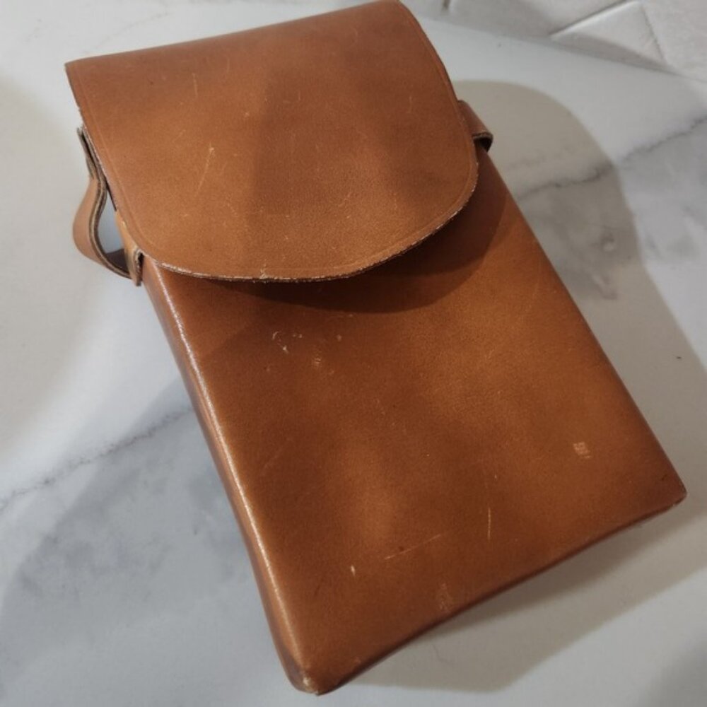 Vintage‎ Polaroid Leather Camera Case Brown Snap Closure